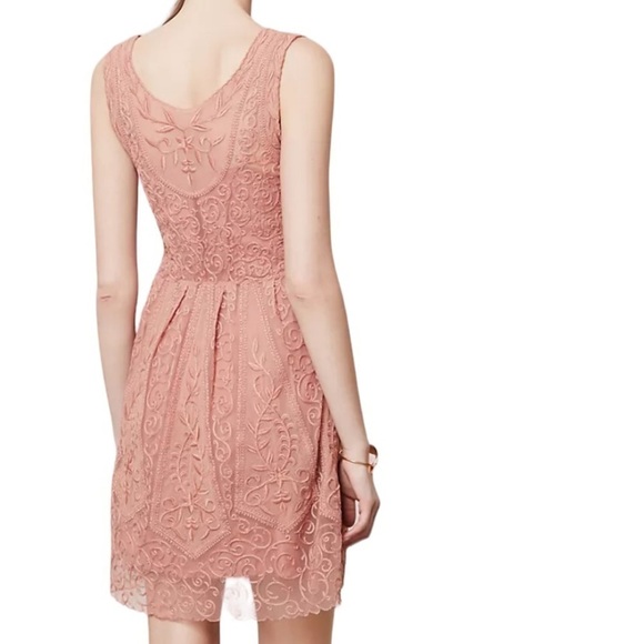 Anthropologie Yoana Baraschi At Dusk Dress Mauve Lace Sleeveless V-neck Mini 4 - Picture 2 of 16